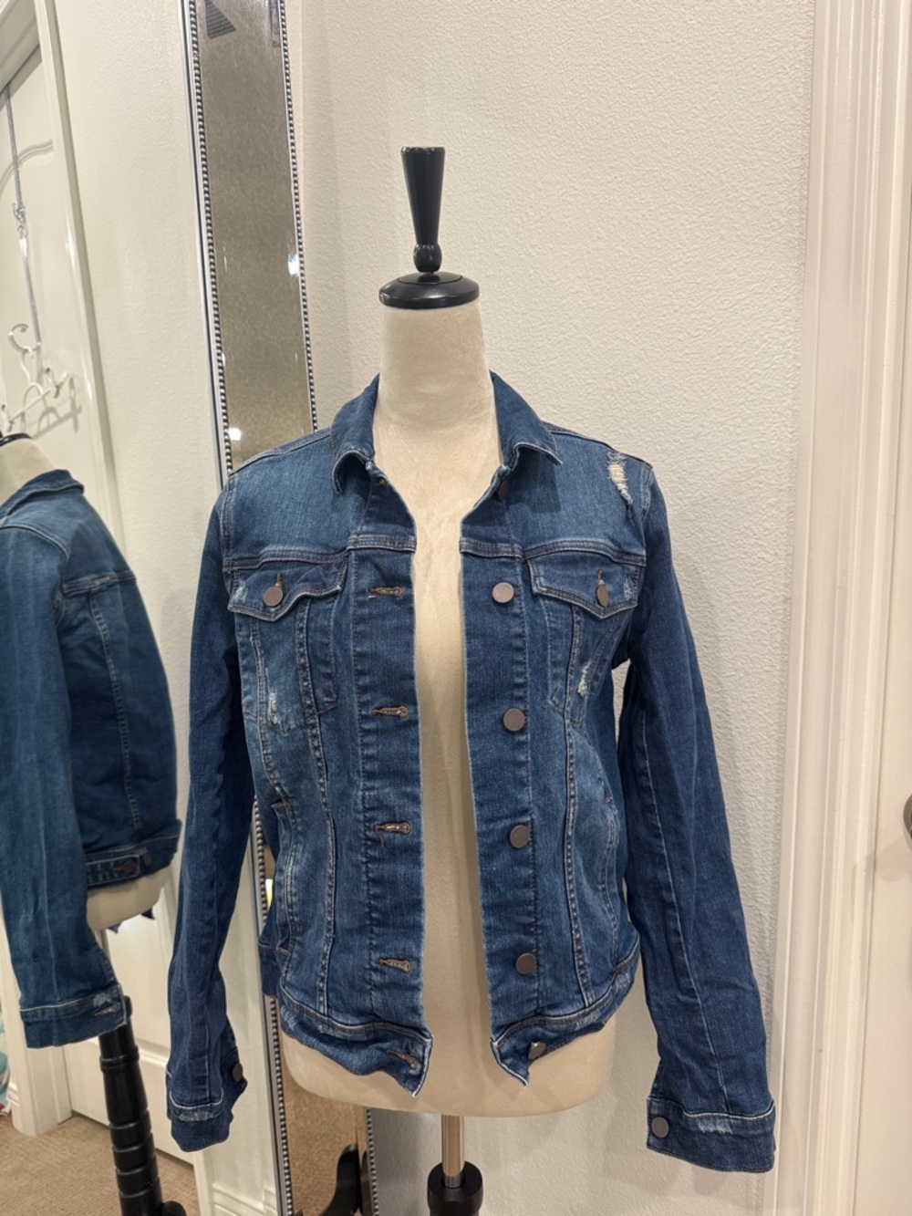 bp Dark Blue Distressed Denim Jacket